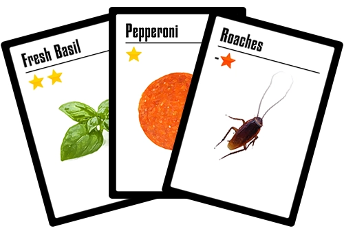 Toppings: Fresh Basil, Pepperoni, and Crickets