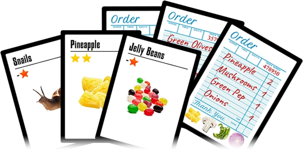 Sabotage Pizza cards