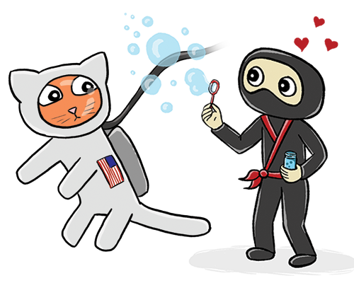 Astronaut Cat and Carefree Ninja